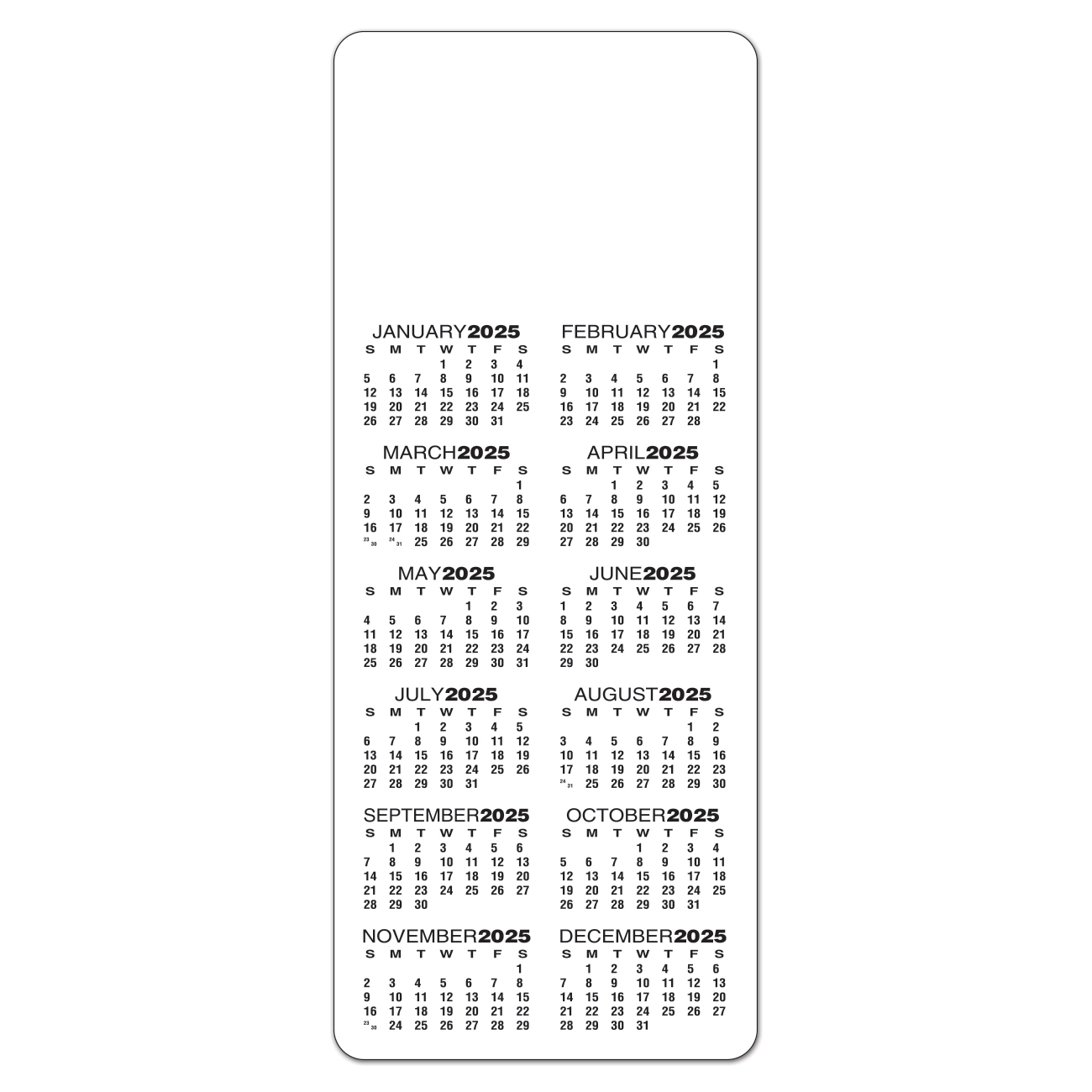 Calendar Magnet, 3.5 x 8.5 | ValueCalendars.com