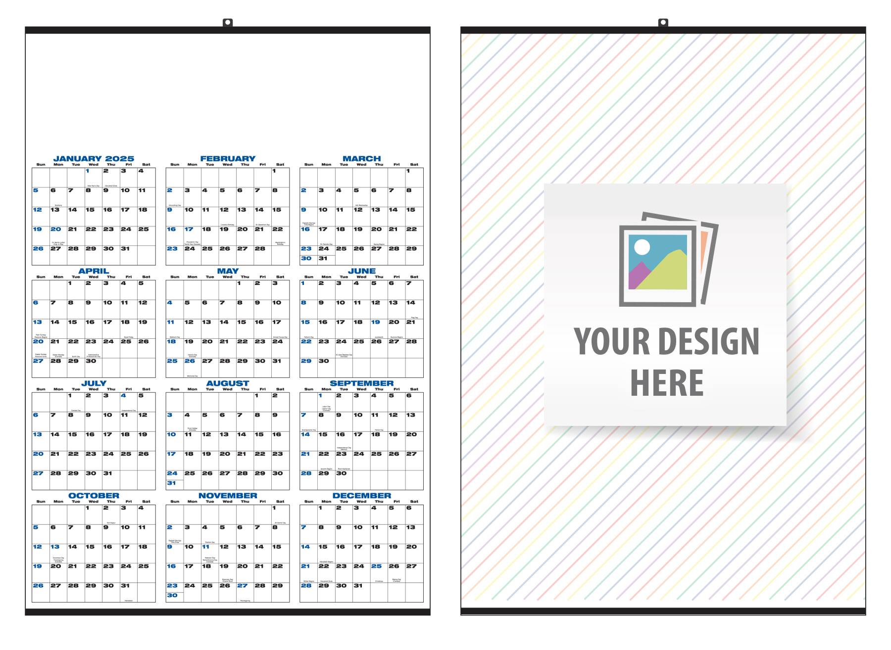 Custom Full Year View Calendar (22x335/8)