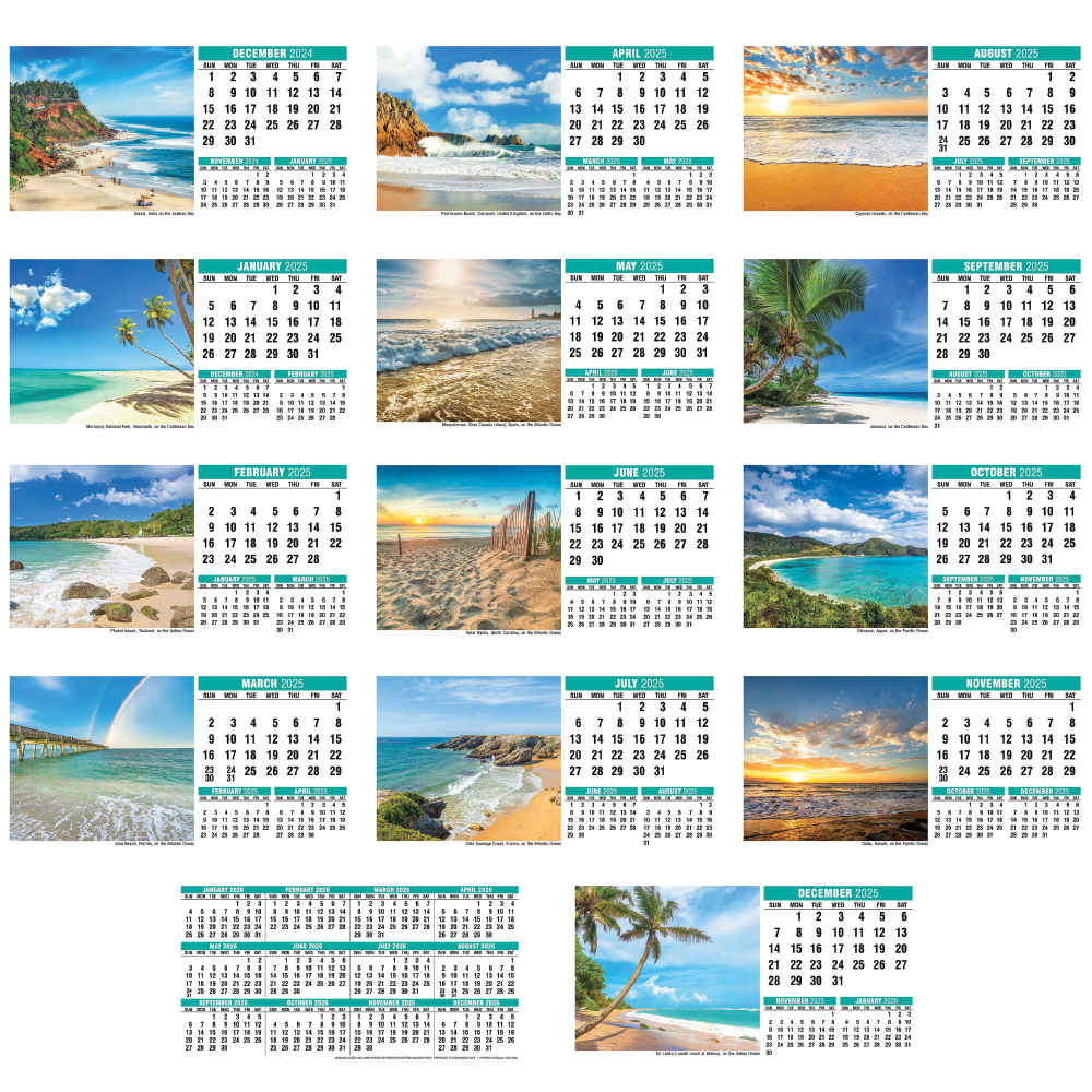 Sun, Sand & Surf Desk Calendar | ValueCalendars.com