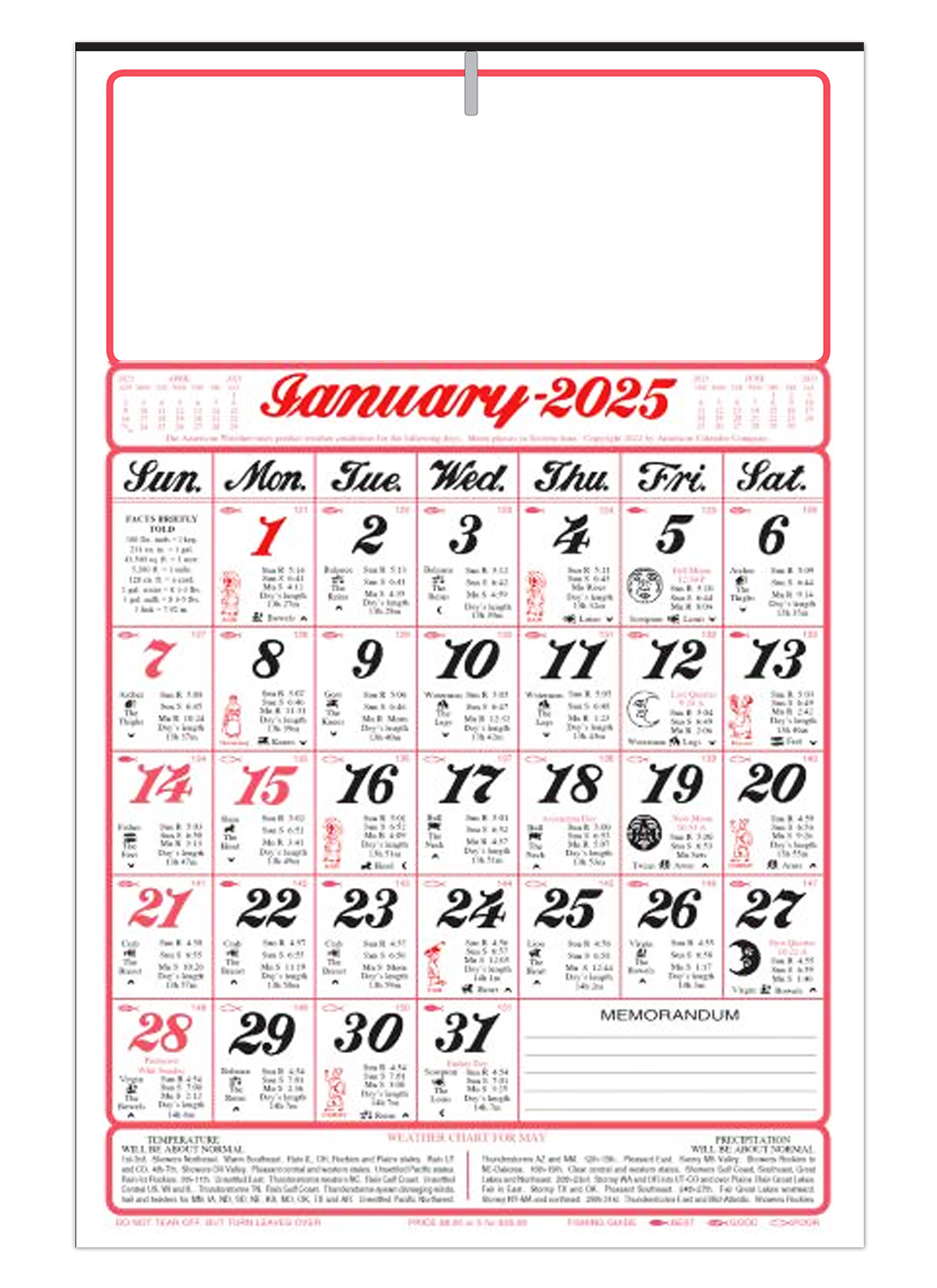 6 Sheet Monthly Almanac Calendar (11x17) ValueCalendars com
