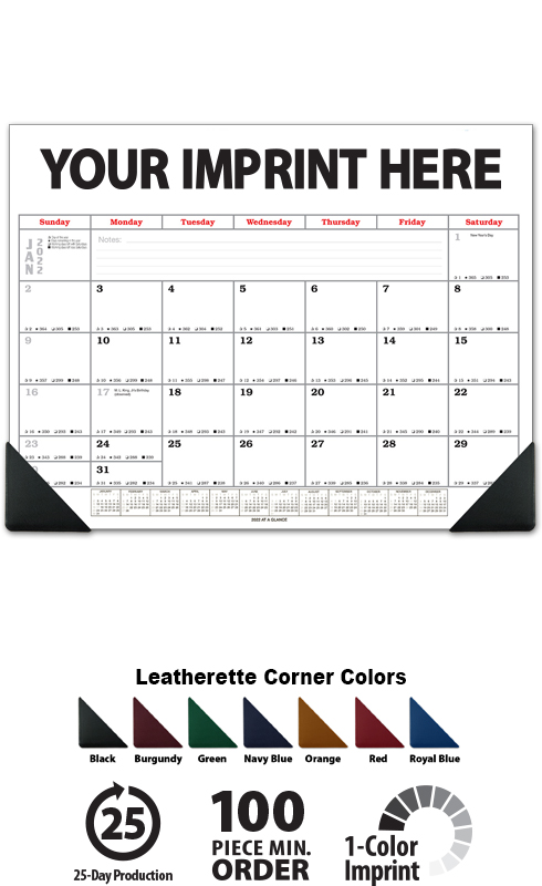 Jumbo Desk Blotter Calendar Style A (Full Date Grid Top Ad) w