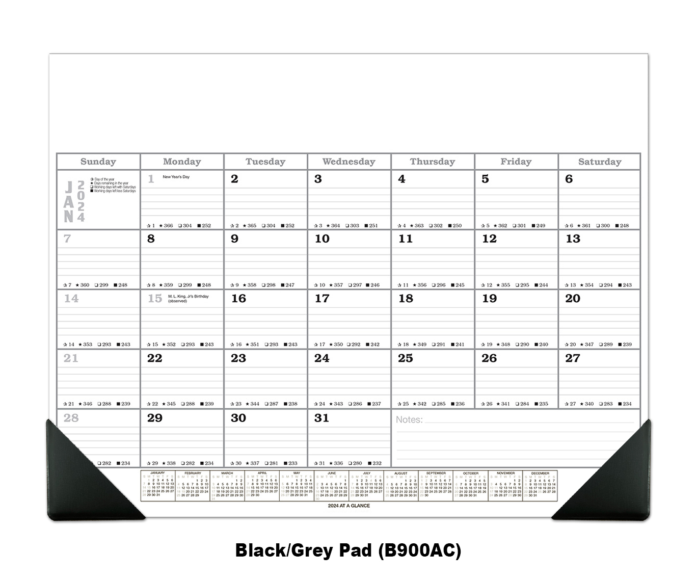 Jumbo Desk Pad Calendar Style A (Full Date Grid Top Ad) w/Vinyl