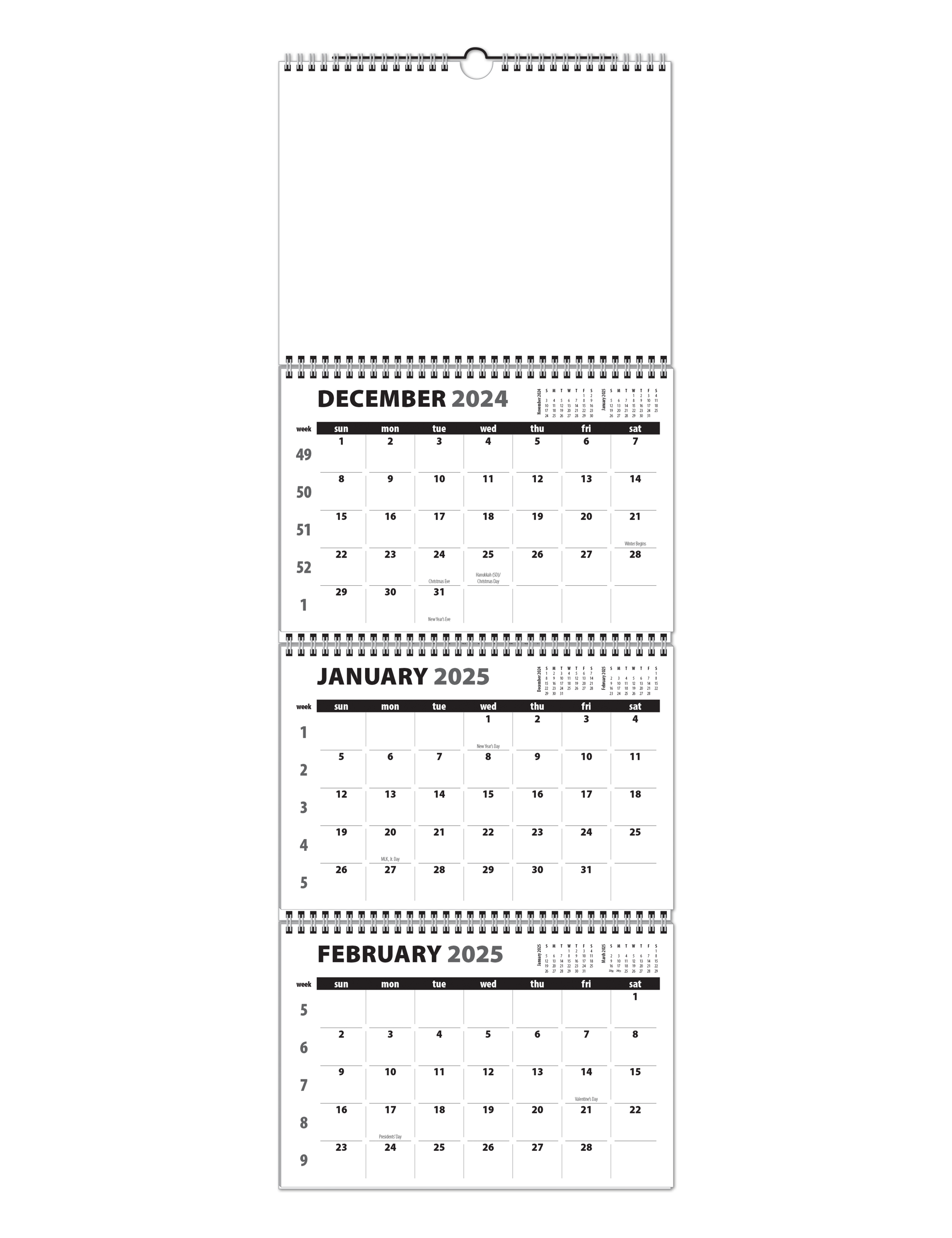 Single Photo, 3Month/4Panel Wall Calendar