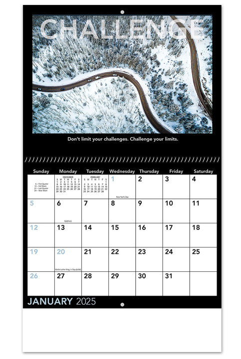 2025 Motivational (Spiral) Calendar  10-1/2" x 18-1/4" Spiral Bound; Drop Ad Imprint Office 