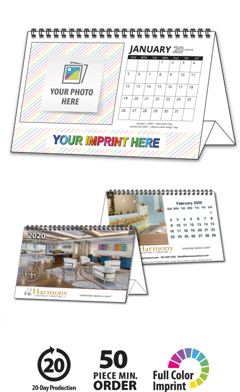 Custom Desk Tent Calendar (8.5x5.5, 12-Sheet) | ValueCalendars.com