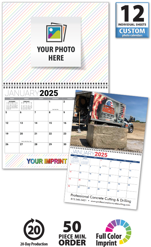 Custom Twin-Loop Wall Calendar (11x17, 12-Month) | ValueCalendars.com