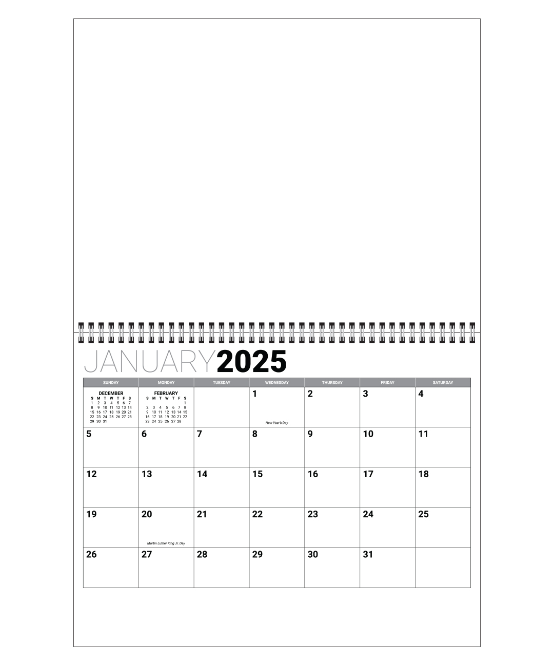 Custom Tear Sheet Single Photo Calendar (11x17, 12Month