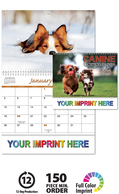 Canine Companions Spiral Wall Calendar | ValueCalendars.com