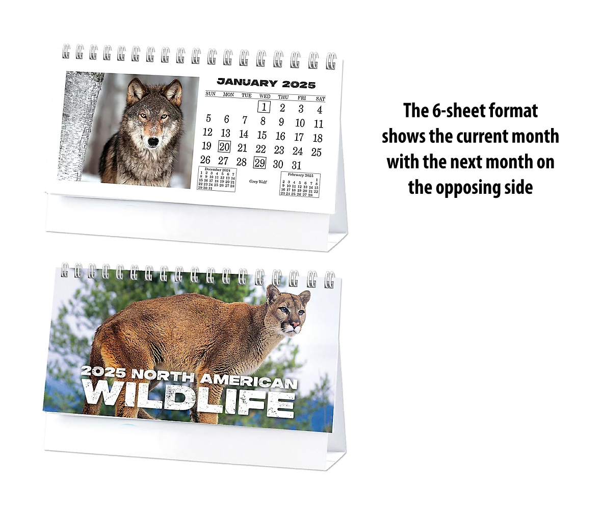 2025 Wildlife 6Sheet Desk Calendar 61/4" x 4" Custom Printed Tent