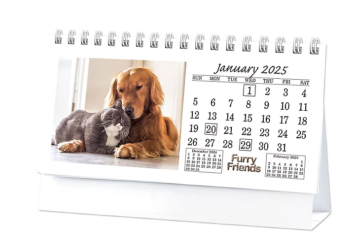 2025 Furry Friends (Desk) Calendar 61/4" x 4" Customized Tent Style