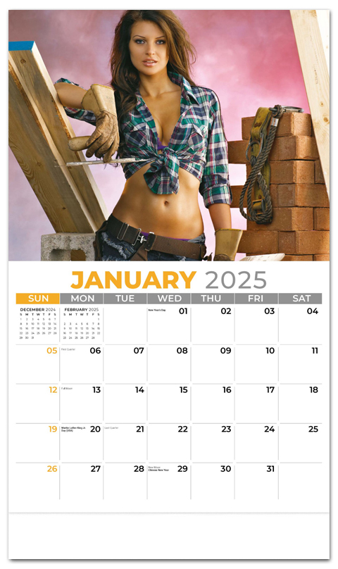 2025 Galleria Collection Building Babes Calendar  10-5/8" x 18-1/2" Customized Staple Bound 