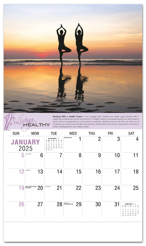 Living Healthy Calendar | ValueCalendars.com