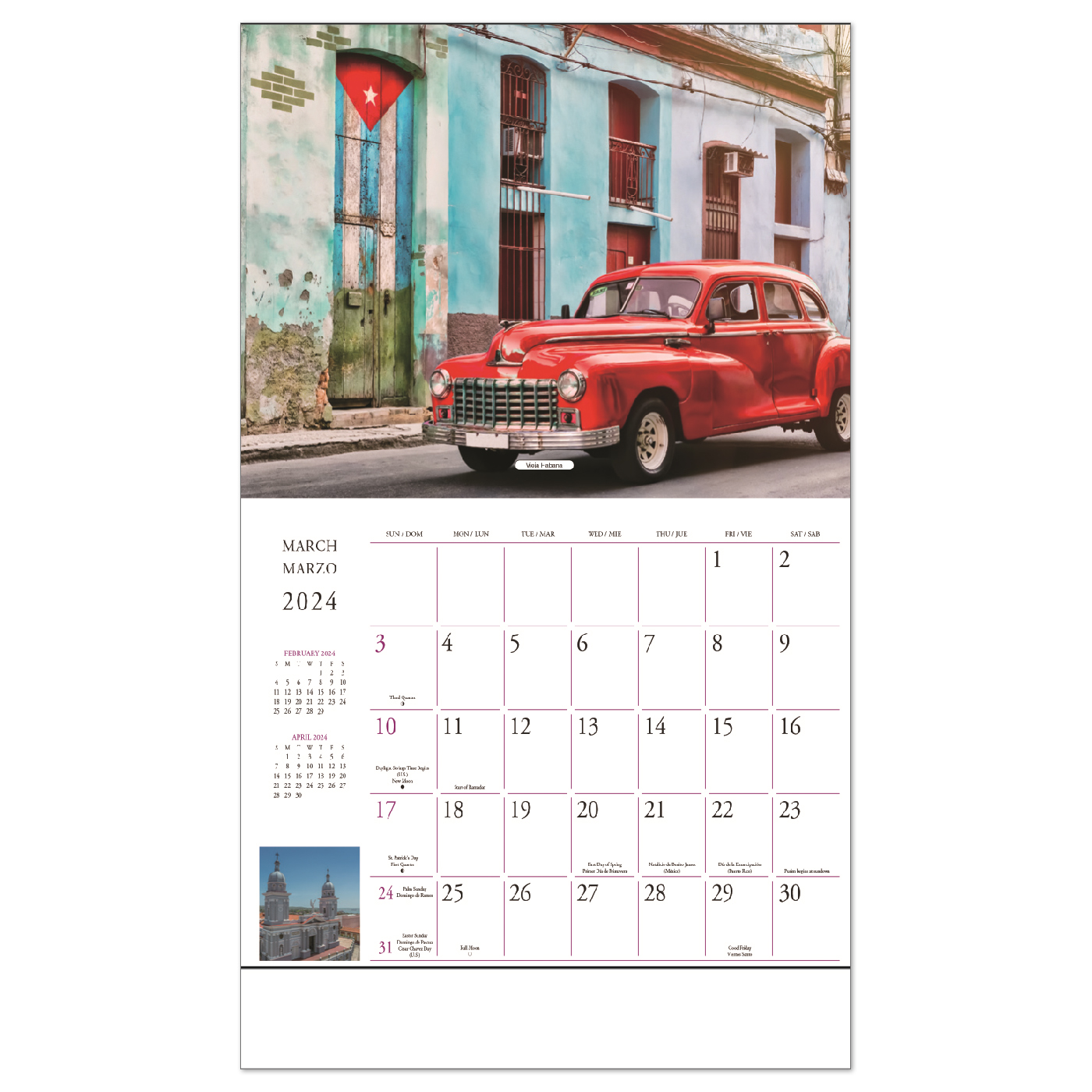 2024 Cuba Linda Calendar 107/8" x 181/2" Promotional Staple Bound