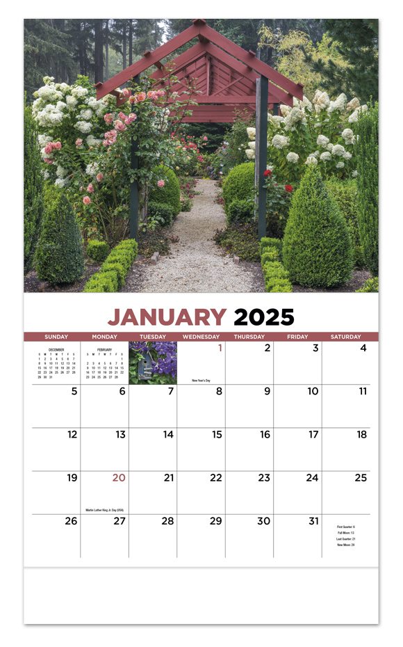 2025 Gardens Promotional Wall Calendar 107/8" x 18" Staple Bound