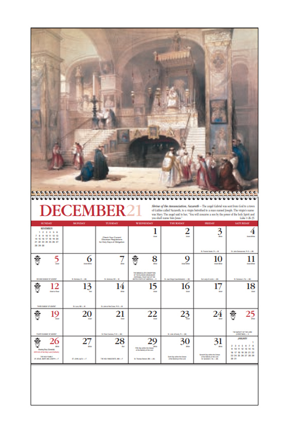 2021 Art of the Holy Land (Catholic, Spiral) Calendar 107/8" x 18