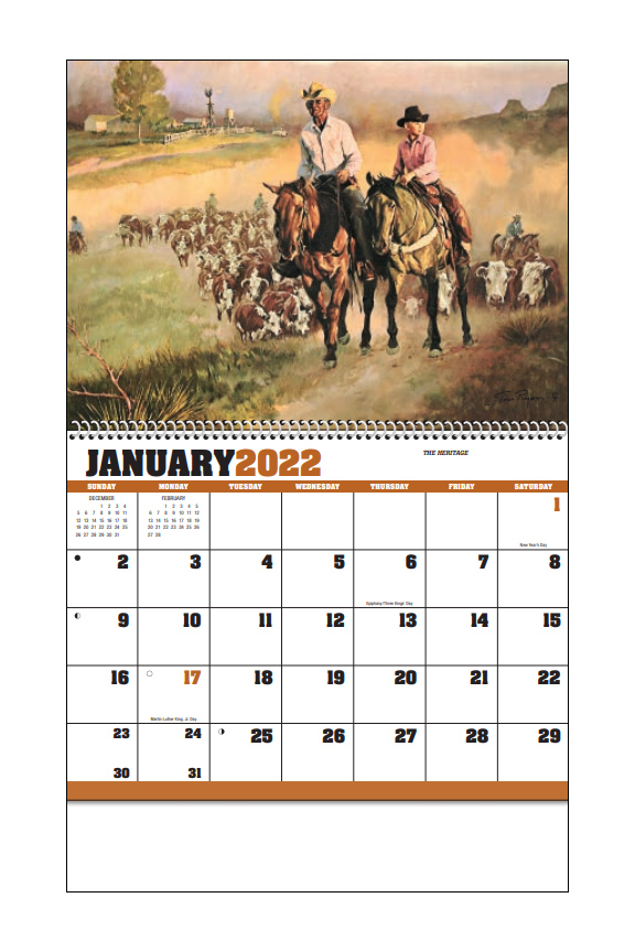 2021 Wild West (Spiral) Calendar 107/8" x 18" Spiral Bound; Drop Ad