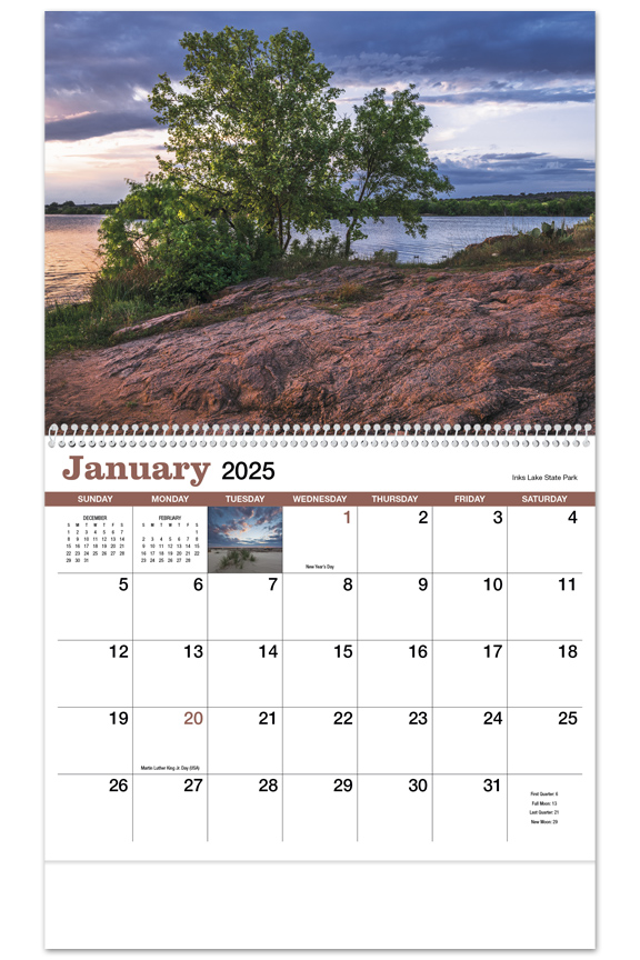 2024 Texas (Spiral) Wall Calendar | 10-7/8" x 18" Custom Imprinted