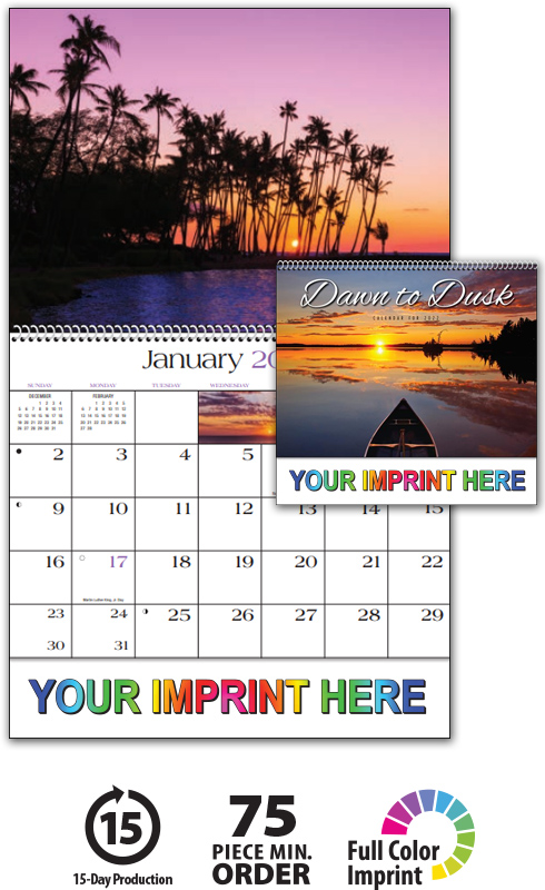 Dawn to Dusk Spiral Calendar | ValueCalendars.com