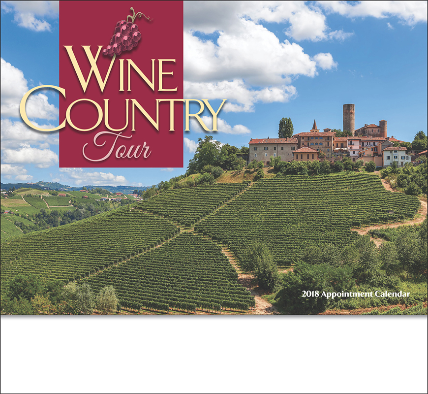 2018 Wine Country Calendar 10 7/8 x 18 Staple Bound Drop Ad