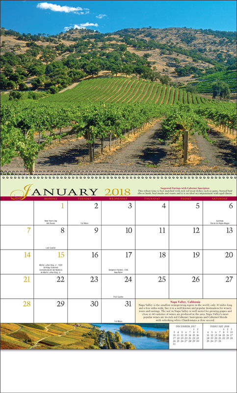 2018 Wine Country (Spiral) Calendar | 10-7/8