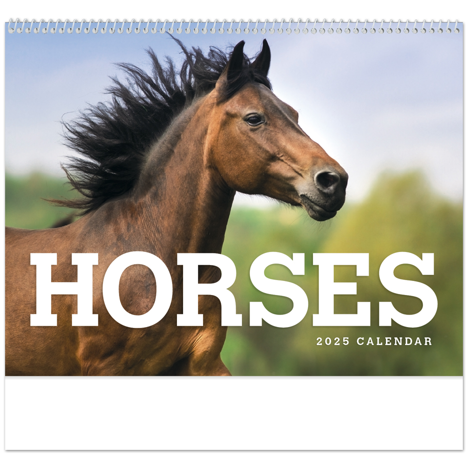 2025 Horses Calendar 11 X 19 Imprinted Spiral Bound Drop Ad Imprint Calendars