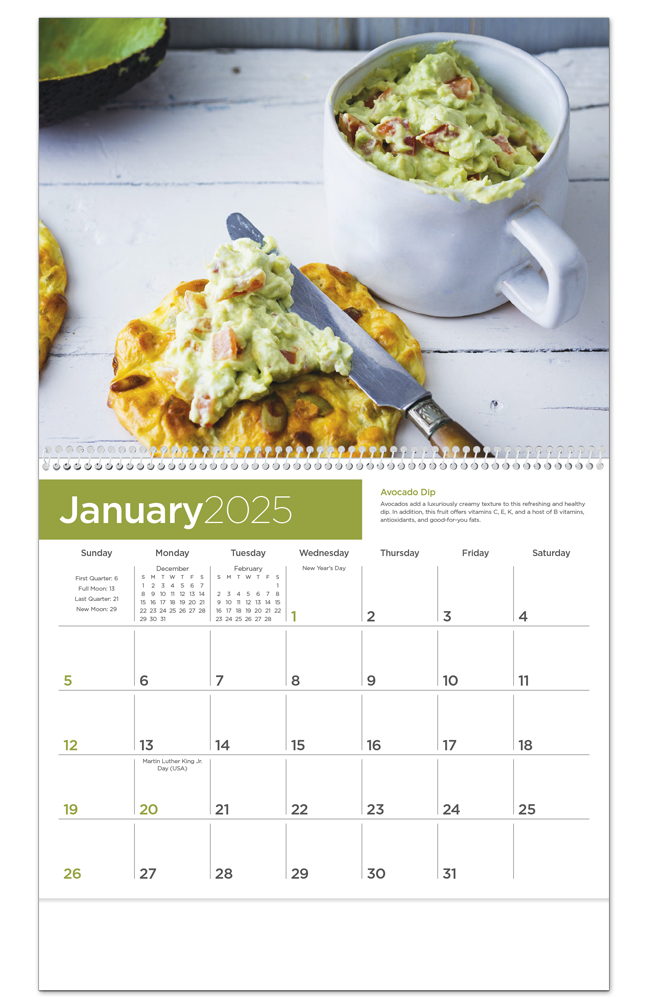 2020 Healthy Eating Calendar 11" X 19" Imprinted Spiral Bound; Drop