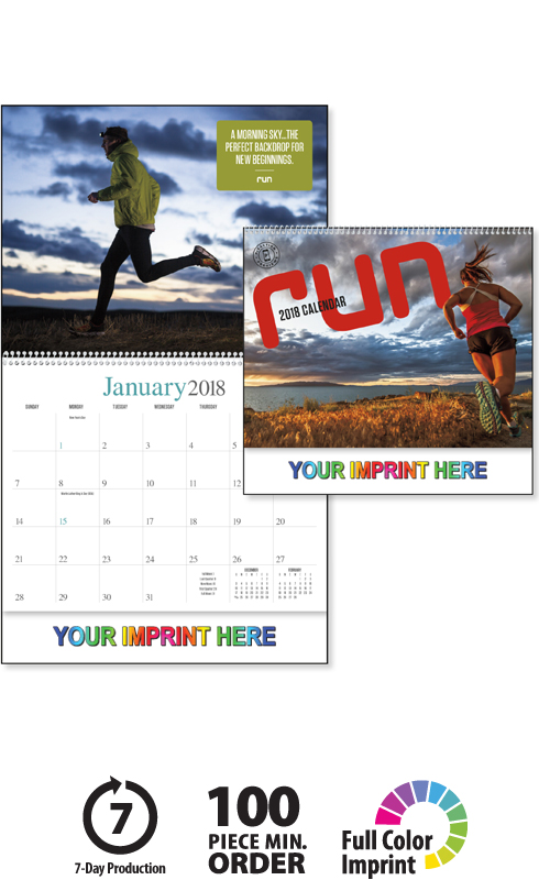 2018 Run Calendar 11 X 19 Imprinted Spiral Bound Drop Ad Imprint