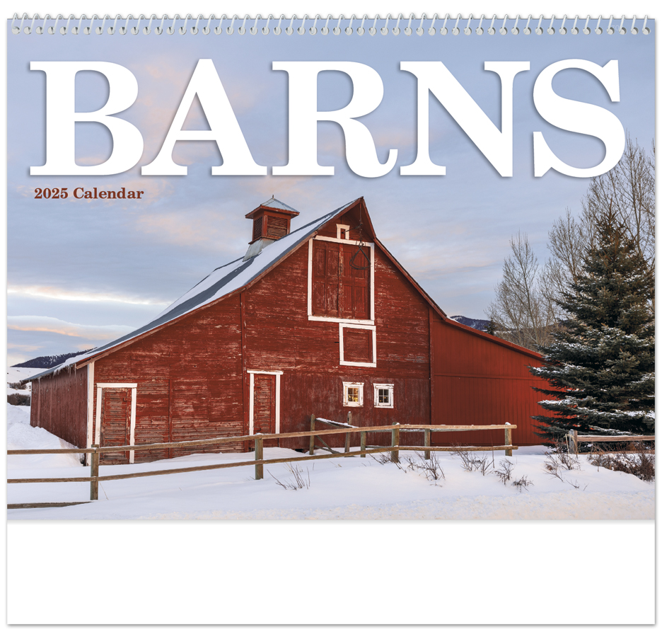 2025 Barns Calendar 11" X 19" Imprinted Spiral Bound; Drop Ad Imprint