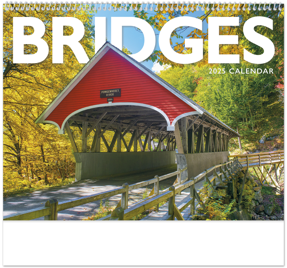 2025 Bridges Calendar 11" X 19" Imprinted Spiral Bound; Drop Ad