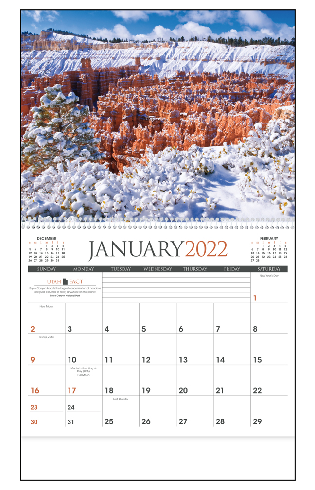 2022 Rocky Mountains Calendar 11" X 19" Imprinted Spiral Bound; Drop