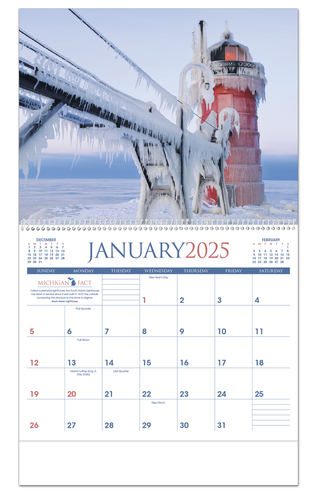 2022 Michigan Calendar | 11" X 19" Imprinted Spiral Bound; Drop Ad