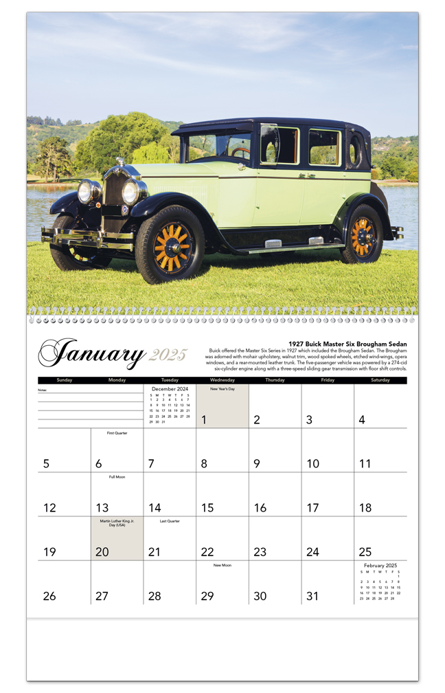 2025 Antique Cars Calendar (1858) 11 quot X 19 quot Imprinted Spiral Bound