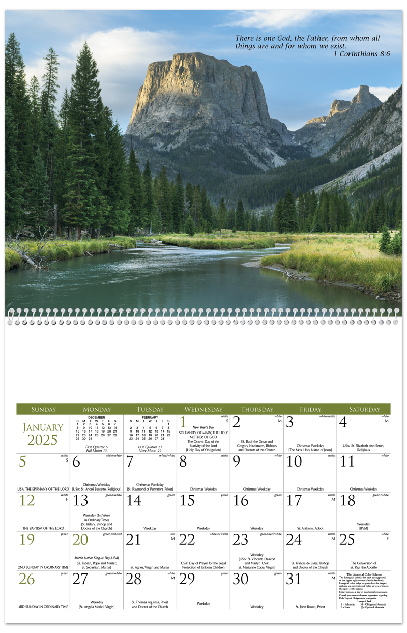 2025 Catholic Scenic Calendar 11" x 163/4" Imprinted Spiral Bound