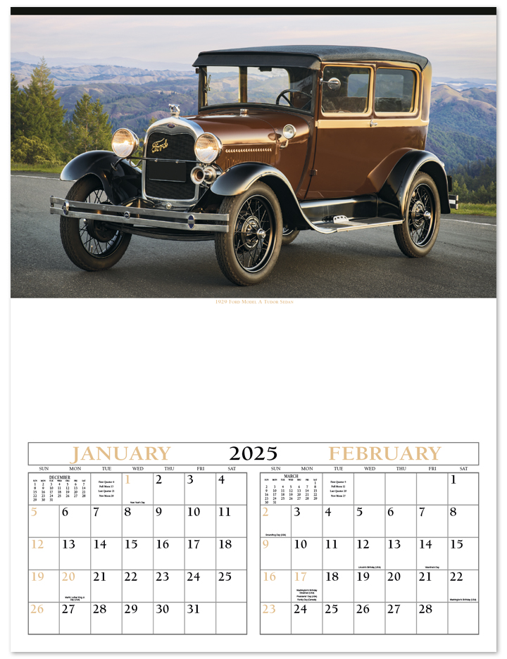 2025 Antique Cars (6 Sheet) Calendar 17 quot x 23 quot Imprinted 6 Sheet