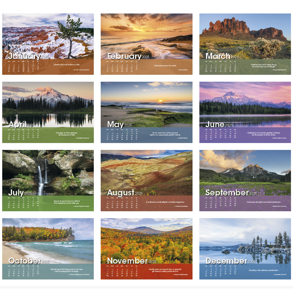 2025 Scenic Moments Large Desk Calendar 71/2" x 61/2" Imprinted