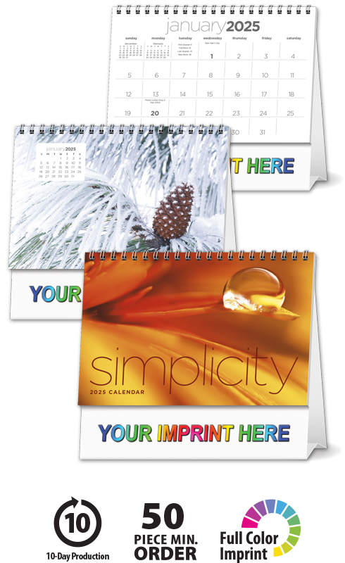 2025 Simplicity Large Desk Calendar  7-1/2" x 6-1/2" Imprinted Tent Style Calendars