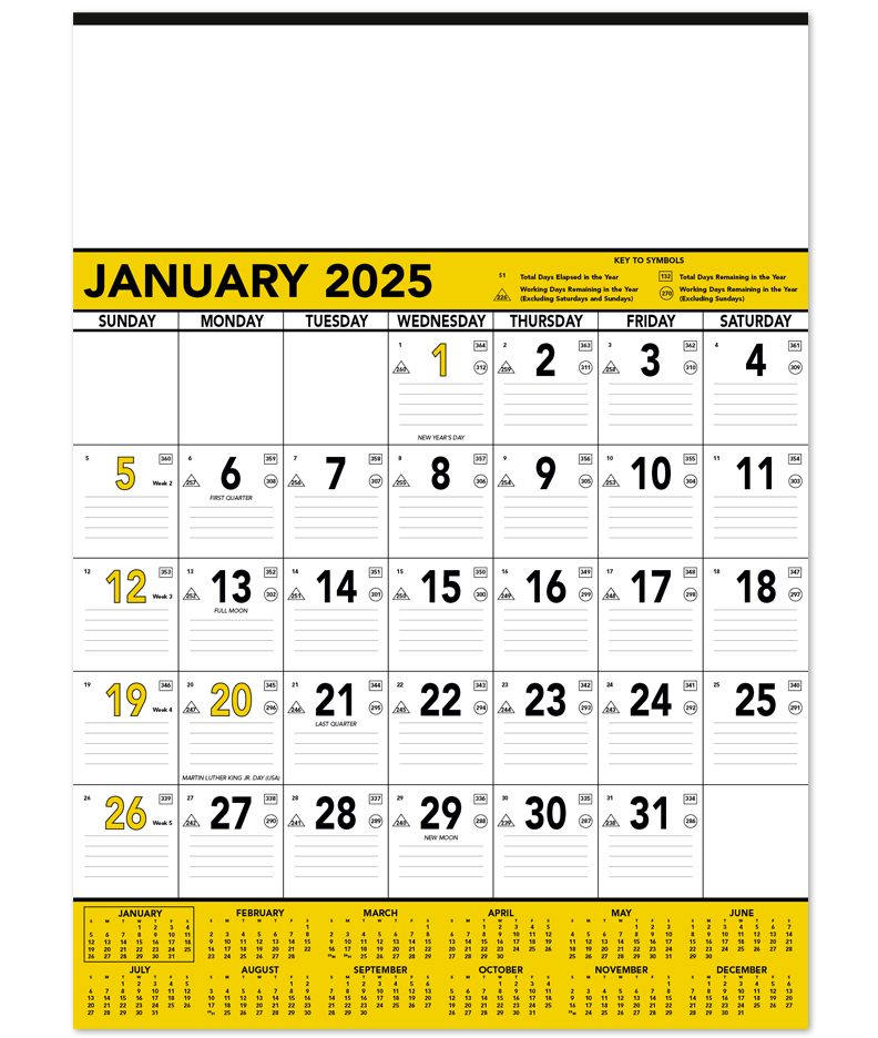 2024 Yellow & Black Contractor Memo Planner Calendar 18" x 25