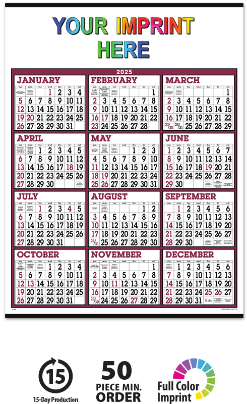 2025 Big Numbers Span A Year Calendar 22 X 29 Imprinted Full Year