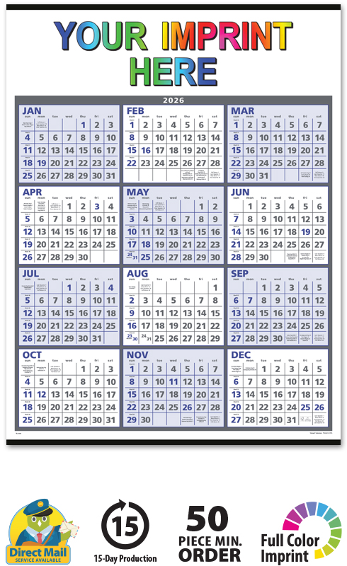 2025 Span-A-Year - Blue & Grey Calendar | 22