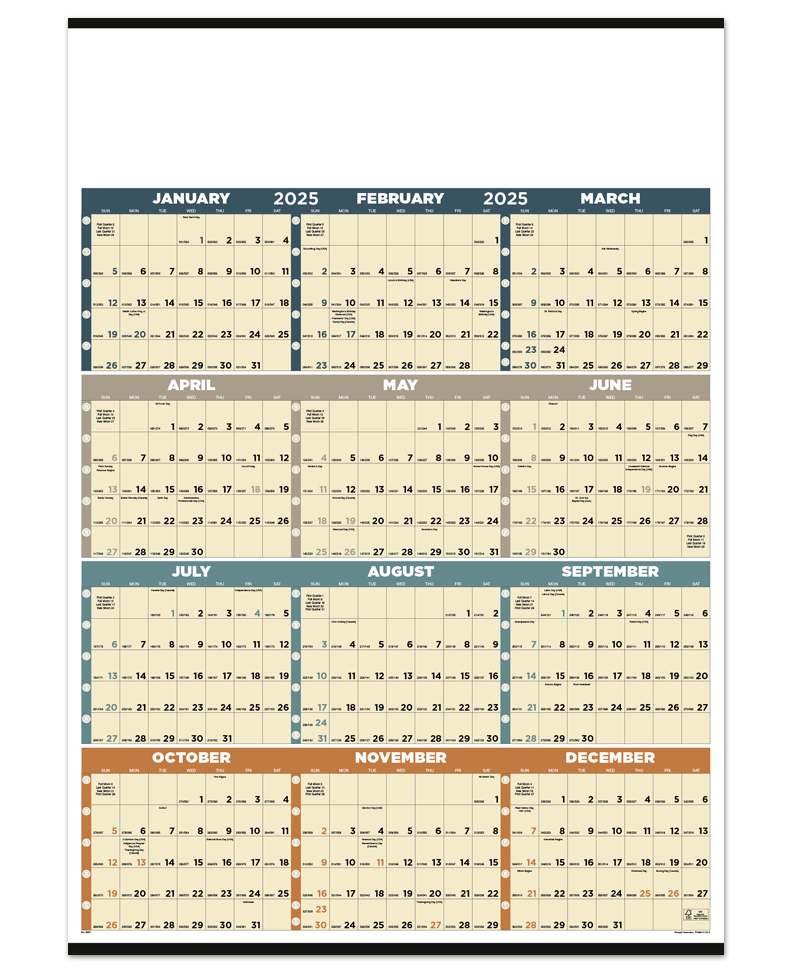 2025 Time Management SpanAYear (NonLaminated) Calendar