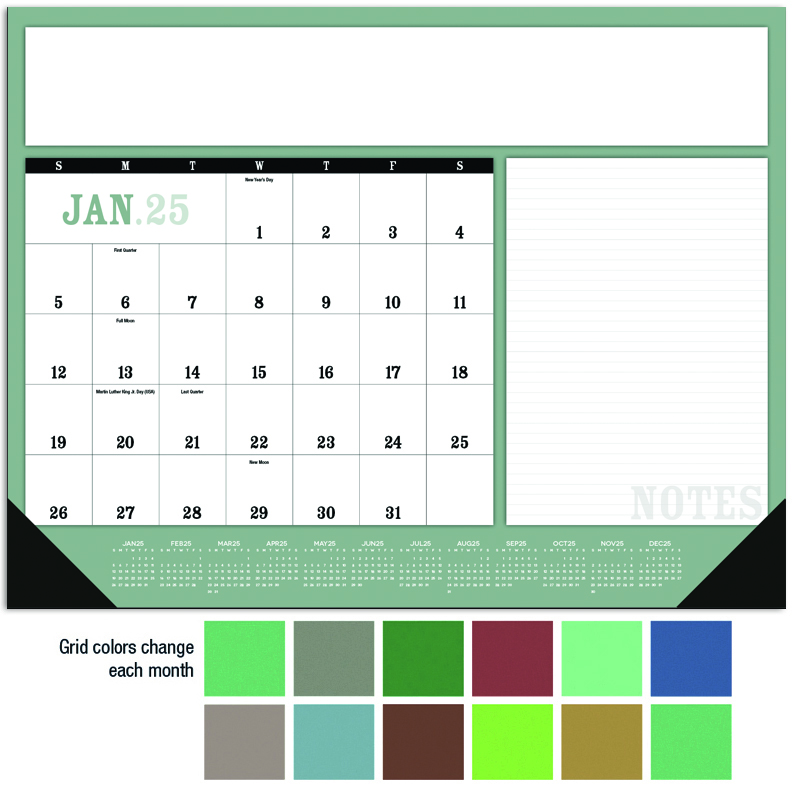 2024 Modern Desk Pad Notes Calendar 22" x 17" Full Color Deskpad