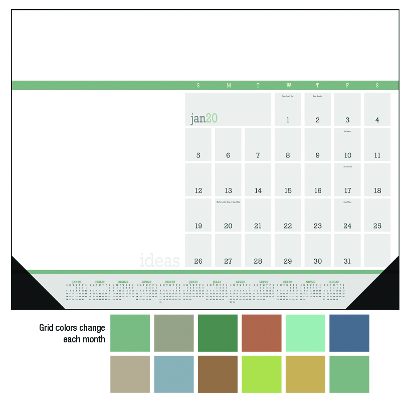 2020 Modern Desk Pad Ideas Calendar 22" x 17" Full Color Deskpad