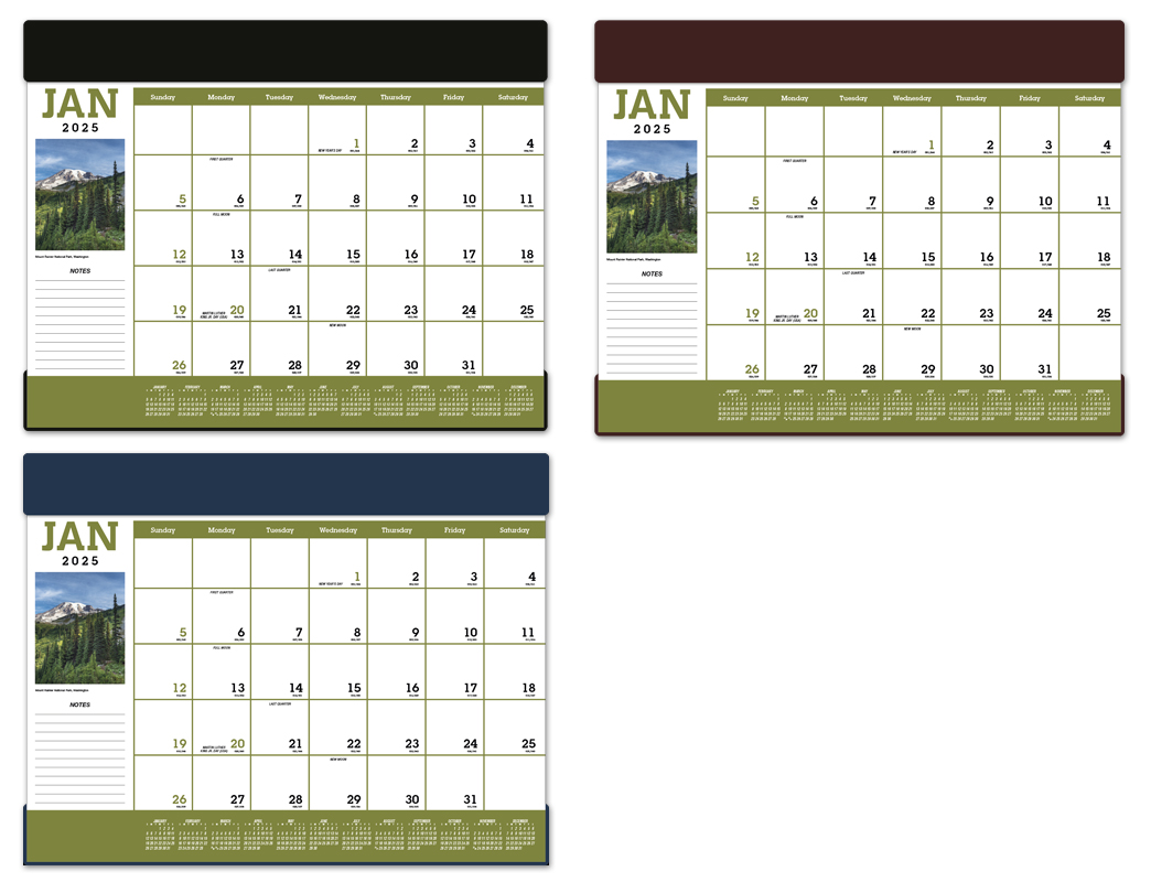 2025 Vinyl Scenic Desk Pad Calendar 23" x 17" Imprinted Deskpad Calendars