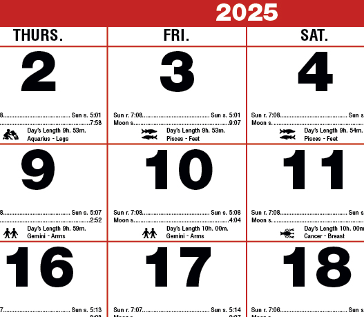 2024 Almanac Calendar, Small Spiral | 11" x 11" Imprinted Almanac