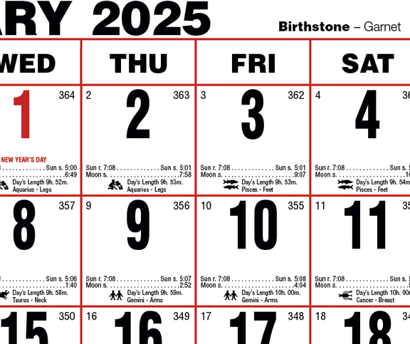 Almanac Calendar Large ValueCalendars com