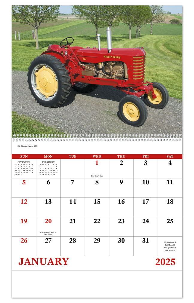 2025 Classic Tractor (Spiral) Calendar 11 quot X 19 quot Imprinted Spiral