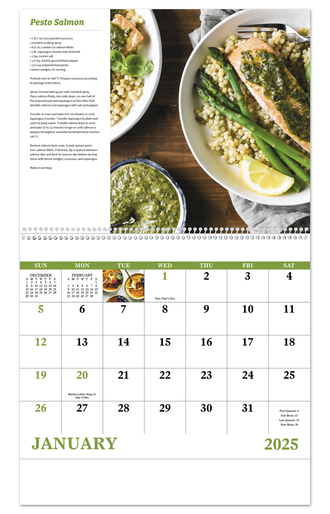 2025 Delicious Dining (Spiral) Calendar 11" X 19" Imprinted Spiral