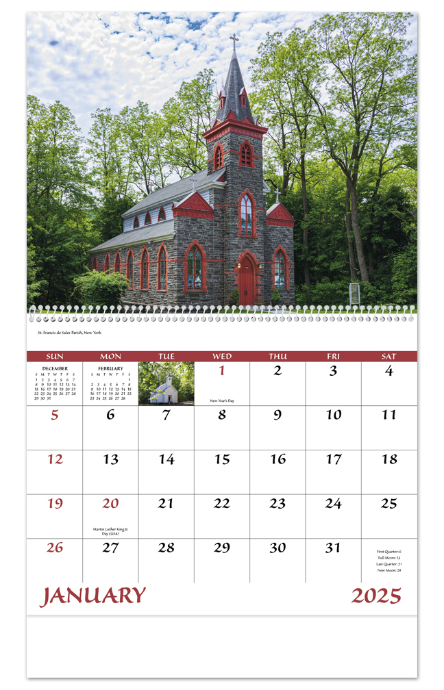 2024 Scenic Churches Calendar | 11" X 19" Imprinted Spiral Bound; Drop