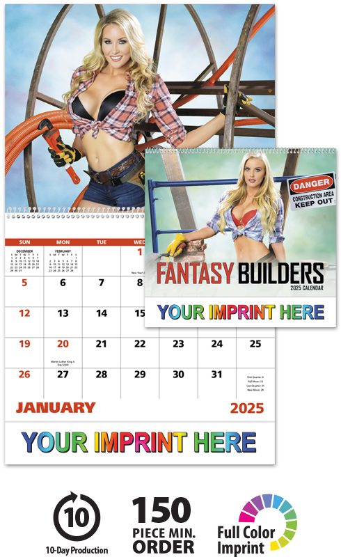 2025 Fantasy Builders Spiral Calendar 11 X 19 Imprinted Spiral Bound Drop Ad Imprint