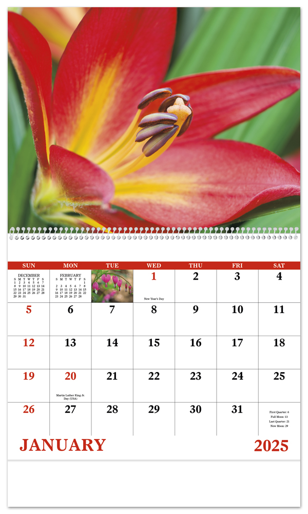 Flowers Spiral Wall Calendar